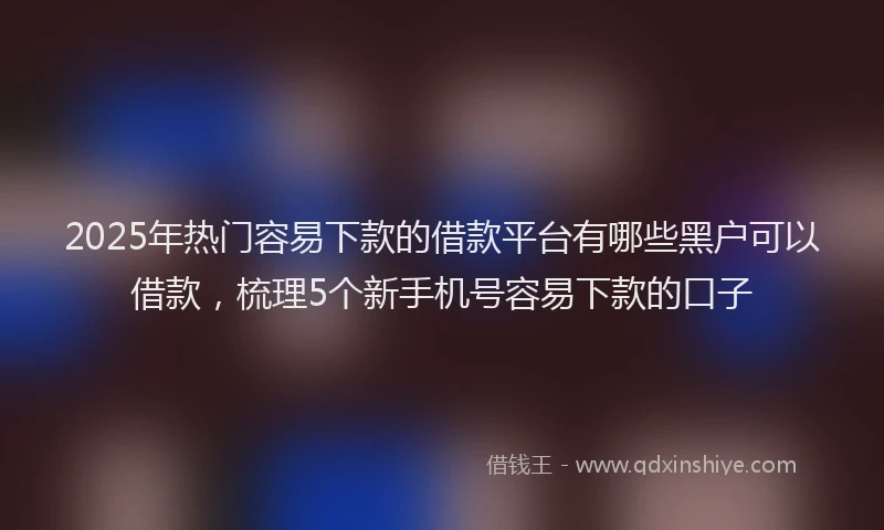 2025年热门容易下款的借款平台有哪些黑户可以借款，梳理5个新手机号容易下款的口子