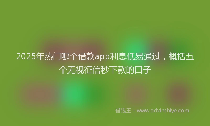 2025年热门哪个借款app利息低易通过，概括五个无视征信秒下款的口子