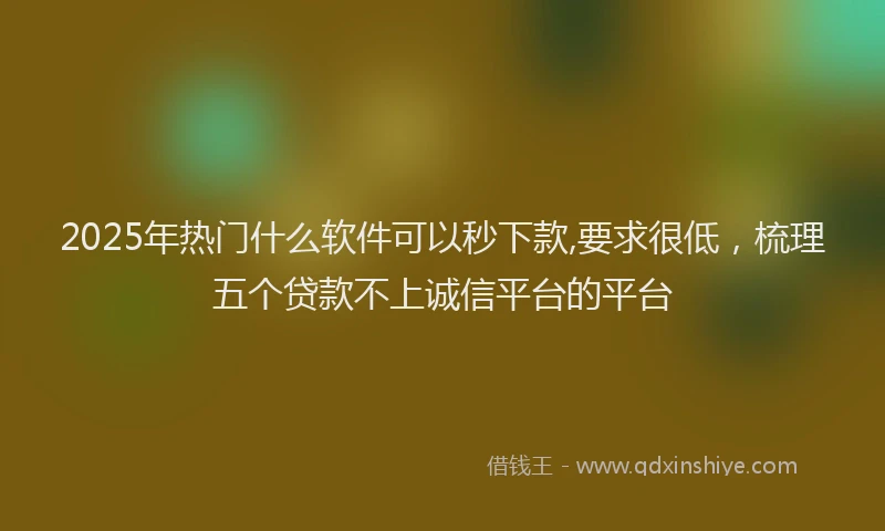 2025年热门什么软件可以秒下款,要求很低，梳理五个贷款不上诚信平台的平台