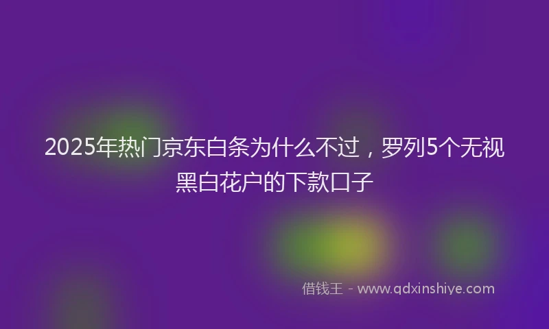 2025年热门京东白条为什么不过，罗列5个无视黑白花户的下款口子