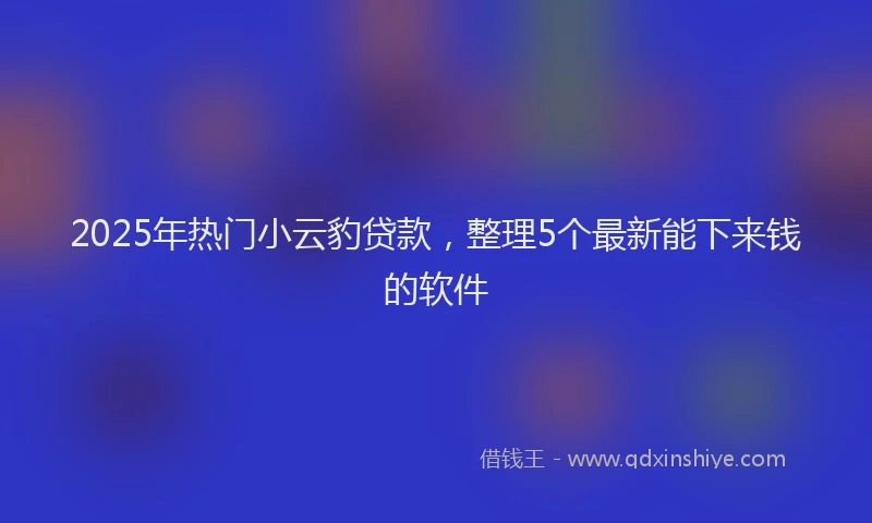 2025年热门小云豹贷款，整理5个最新能下来钱的软件