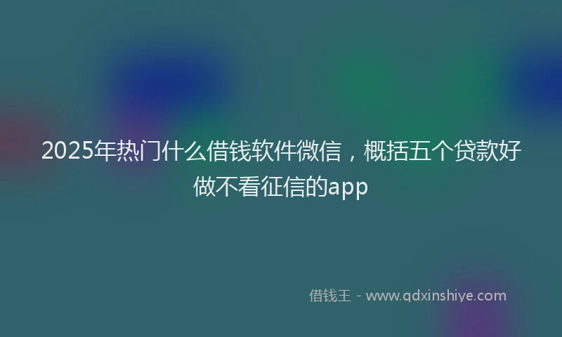 2025年热门什么借钱软件微信，概括五个贷款好做不看征信的app