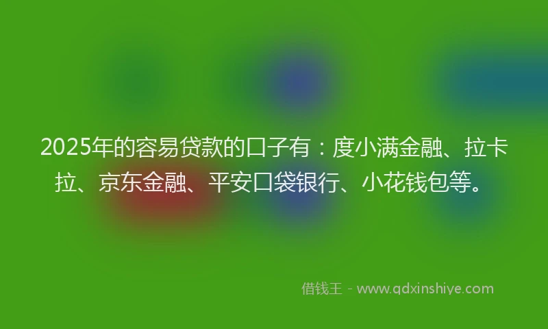 2025年的容易贷款的口子有：度小满金融、拉卡拉、京东金融、平安口袋银行、小花钱包等。