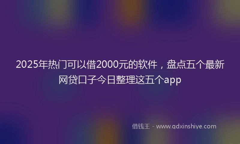 2025年热门可以借2000元的软件，盘点五个最新网贷口子今日整理这五个app