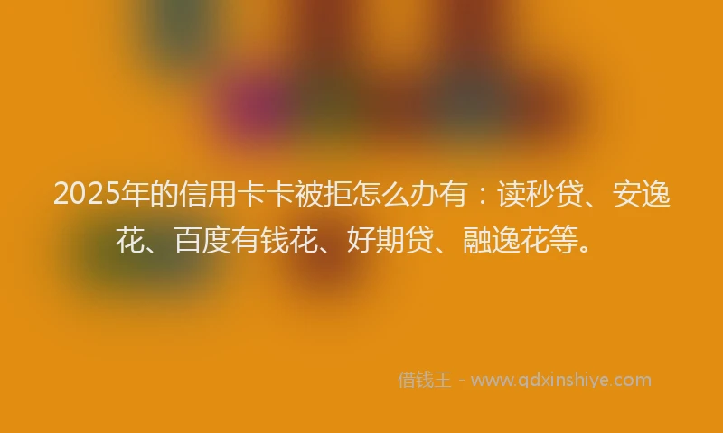 2025年的信用卡卡被拒怎么办有：读秒贷、安逸花、百度有钱花、好期贷、融逸花等。