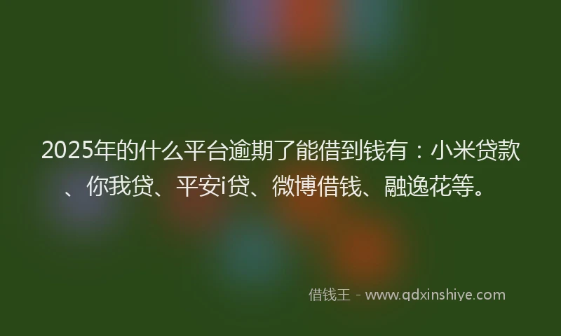 2025年的什么平台逾期了能借到钱有：小米贷款、你我贷、平安i贷、微博借钱、融逸花等。