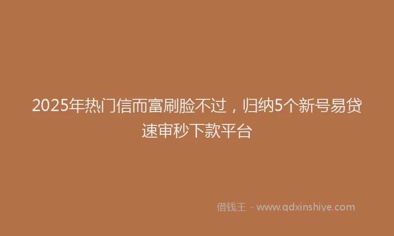 2025年热门信而富刷脸不过，归纳5个新号易贷速审秒下款平台