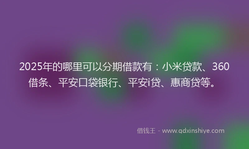 2025年的哪里可以分期借款有：小米贷款、360借条、平安口袋银行、平安i贷、惠商贷等。
