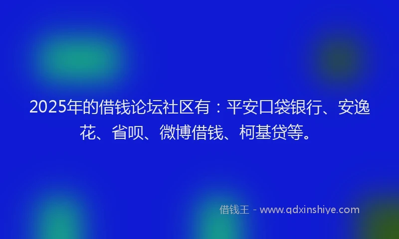 2025年的借钱论坛社区有：平安口袋银行、安逸花、省呗、微博借钱、柯基贷等。