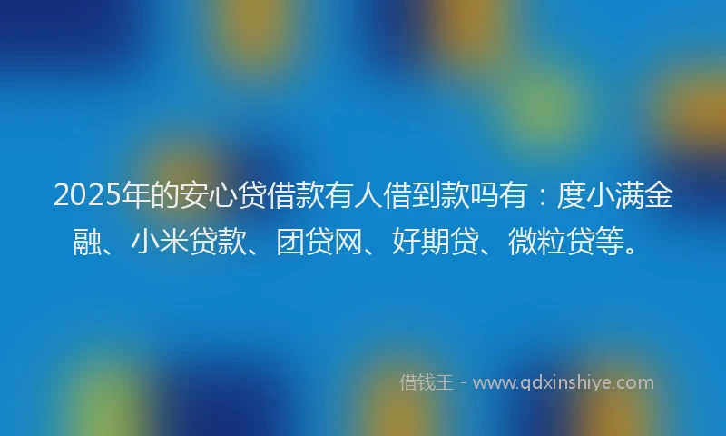 2025年的安心贷借款有人借到款吗有：度小满金融、小米贷款、团贷网、好期贷、微粒贷等。