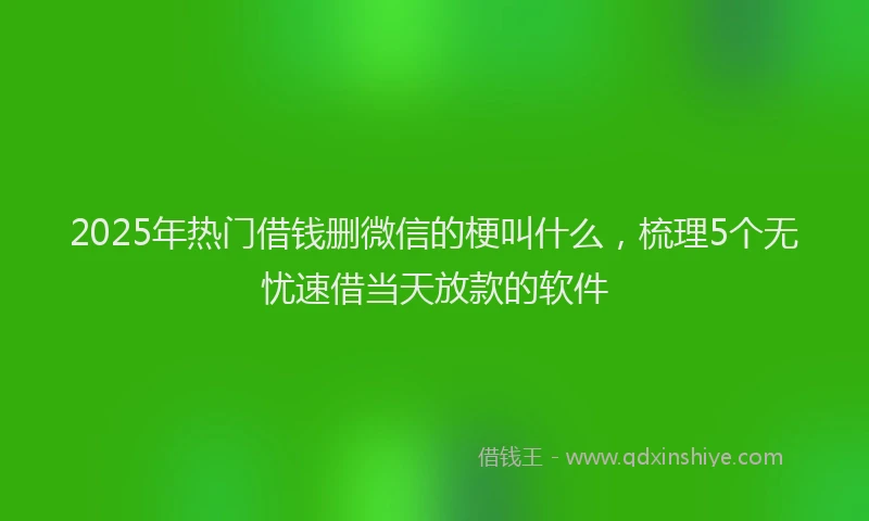 2025年热门借钱删微信的梗叫什么，梳理5个无忧速借当天放款的软件