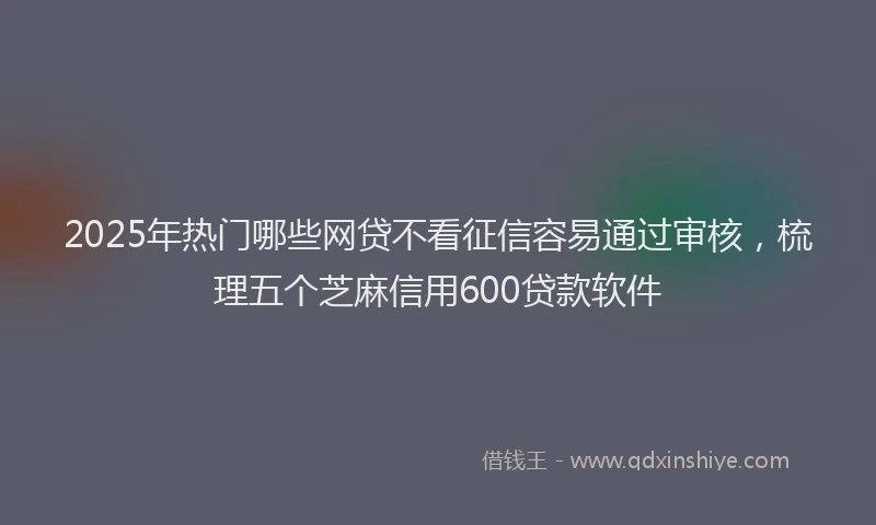 2025年热门哪些网贷不看征信容易通过审核，梳理五个芝麻信用600贷款软件