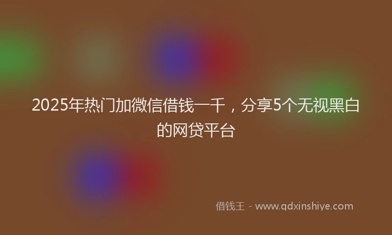 2025年热门加微信借钱一千，分享5个无视黑白的网贷平台