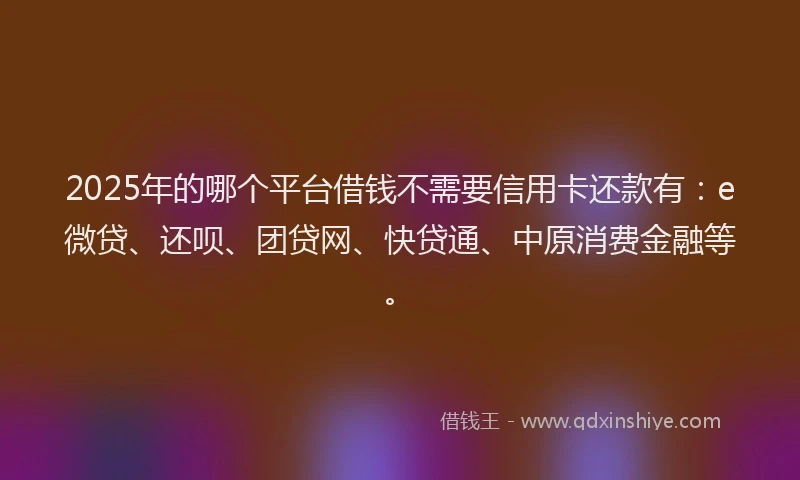 2025年的哪个平台借钱不需要信用卡还款有：e微贷、还呗、团贷网、快贷通、中原消费金融等。