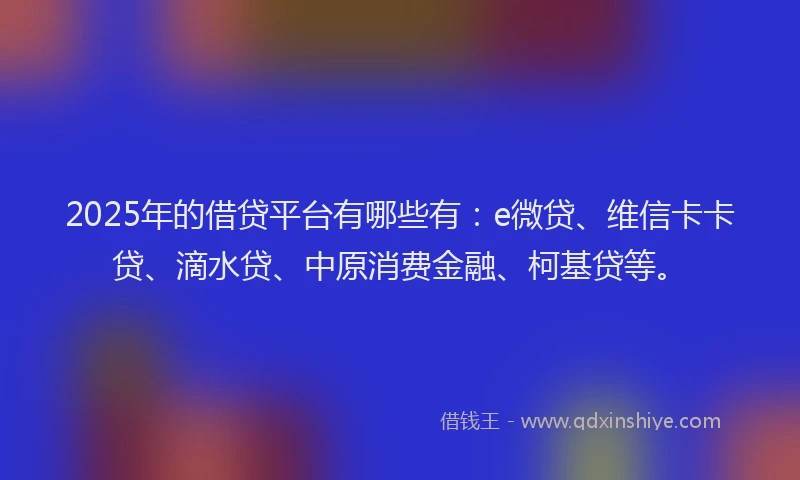 2025年的借贷平台有哪些有：e微贷、维信卡卡贷、滴水贷、中原消费金融、柯基贷等。