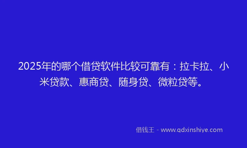 2025年的哪个借贷软件比较可靠有：拉卡拉、小米贷款、惠商贷、随身贷、微粒贷等。