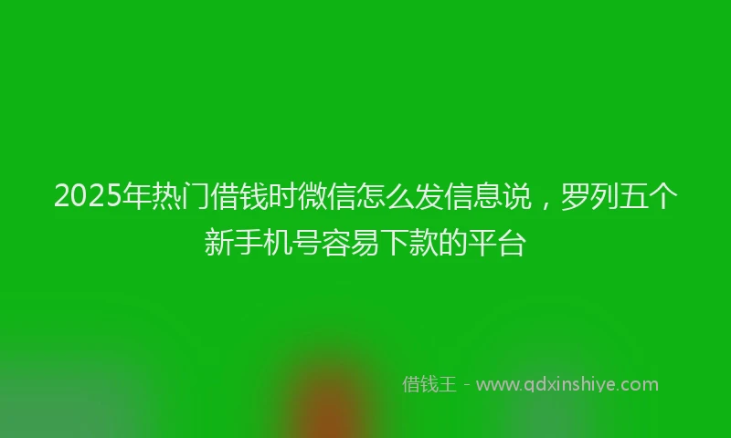 2025年热门借钱时微信怎么发信息说，罗列五个新手机号容易下款的平台