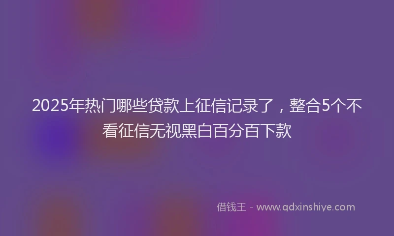 2025年热门哪些贷款上征信记录了，整合5个不看征信无视黑白百分百下款