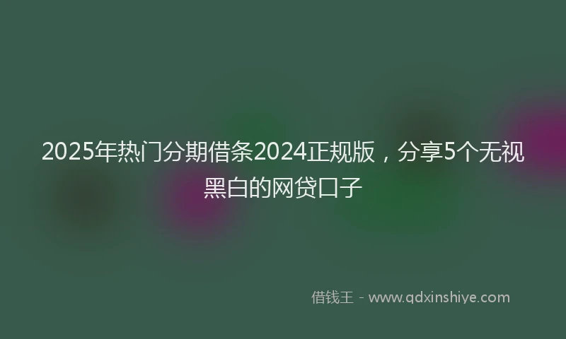 2025年热门分期借条2024正规版，分享5个无视黑白的网贷口子