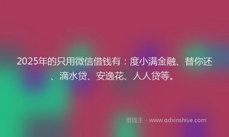 2025年的只用微信借钱有：度小满金融、替你还、滴水贷、安逸花、人人贷等。