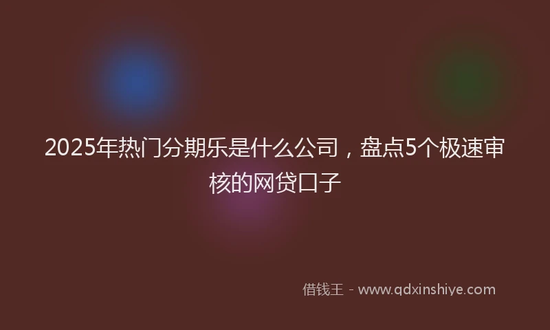 2025年热门分期乐是什么公司，盘点5个极速审核的网贷口子