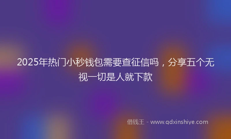 2025年热门小秒钱包需要查征信吗，分享五个无视一切是人就下款