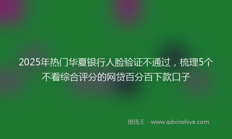 2025年热门华夏银行人脸验证不通过，梳理5个不看综合评分的网贷百分百下款口子