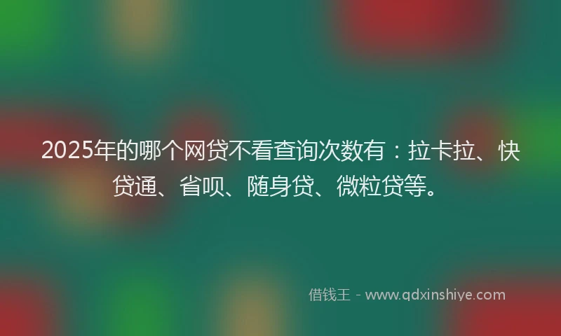 2025年的哪个网贷不看查询次数有：拉卡拉、快贷通、省呗、随身贷、微粒贷等。
