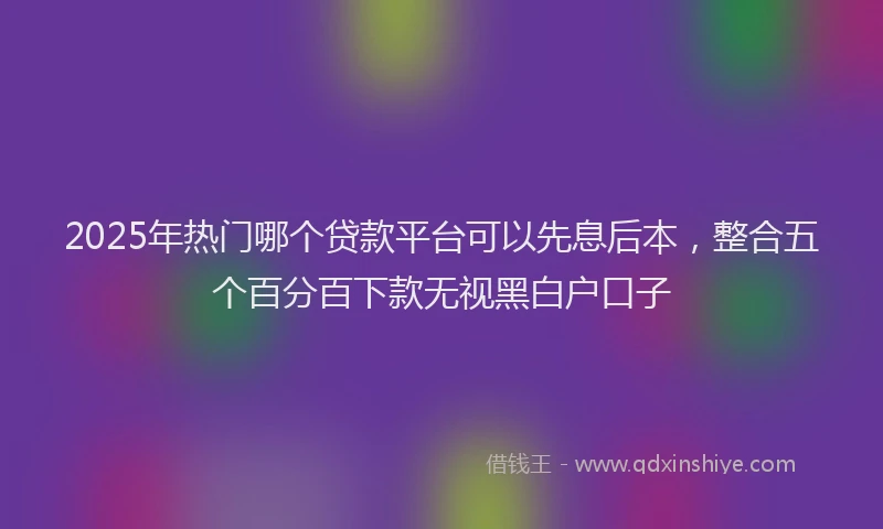 2025年热门哪个贷款平台可以先息后本，整合五个百分百下款无视黑白户口子