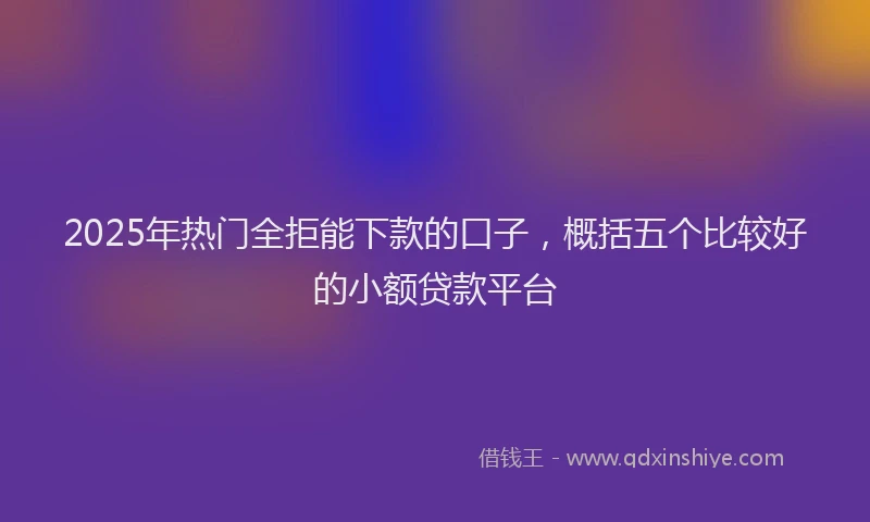 2025年热门全拒能下款的口子，概括五个比较好的小额贷款平台