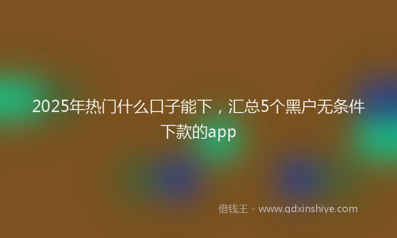 2025年热门什么口子能下，汇总5个黑户无条件下款的app