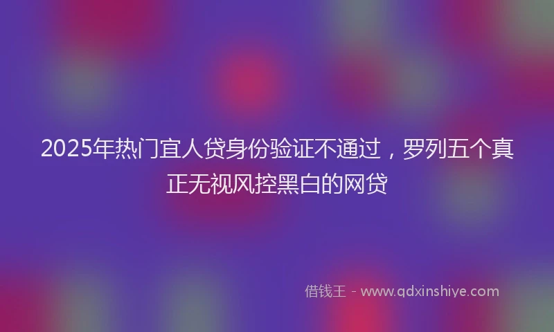 2025年热门宜人贷身份验证不通过，罗列五个真正无视风控黑白的网贷
