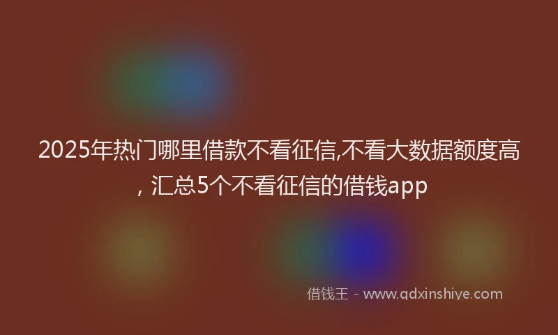 2025年热门哪里借款不看征信,不看大数据额度高，汇总5个不看征信的借钱app