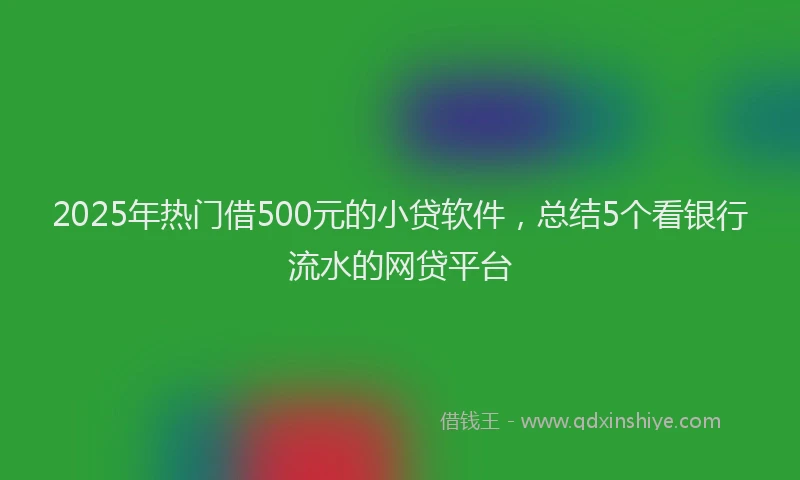 2025年热门借500元的小贷软件，总结5个看银行流水的网贷平台