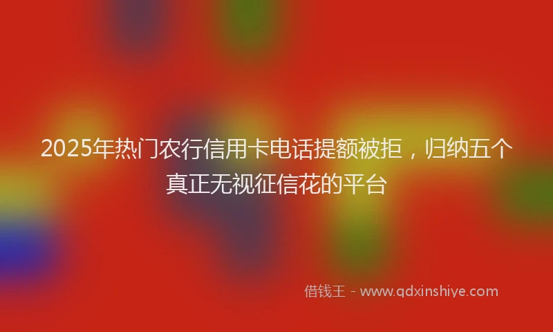 2025年热门农行信用卡电话提额被拒，归纳五个真正无视征信花的平台