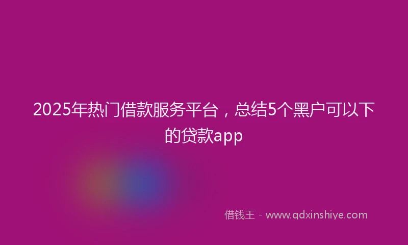 2025年热门借款服务平台，总结5个黑户可以下的贷款app