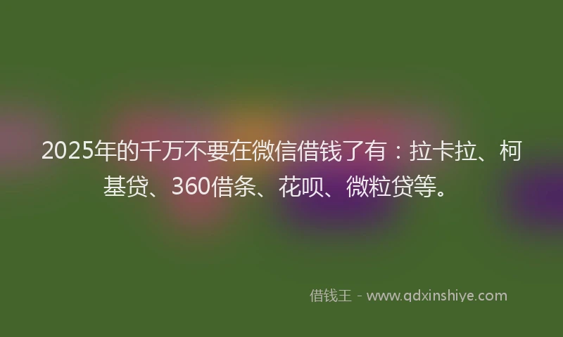 2025年的千万不要在微信借钱了有：拉卡拉、柯基贷、360借条、花呗、微粒贷等。