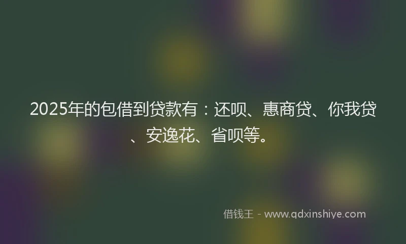 2025年的包借到贷款有：还呗、惠商贷、你我贷、安逸花、省呗等。