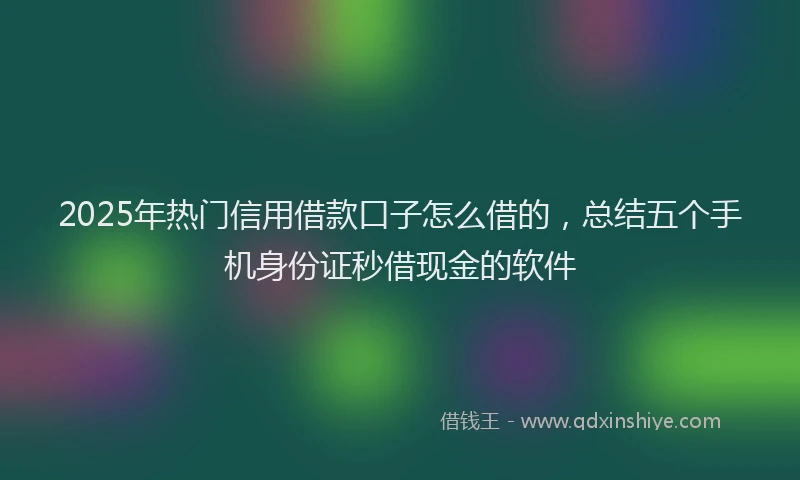 2025年热门信用借款口子怎么借的，总结五个手机身份证秒借现金的软件