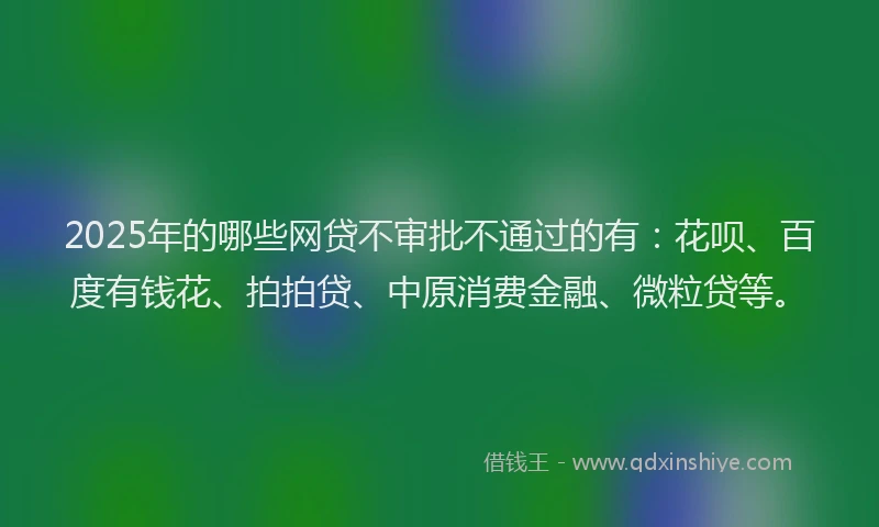 2025年的哪些网贷不审批不通过的有：花呗、百度有钱花、拍拍贷、中原消费金融、微粒贷等。