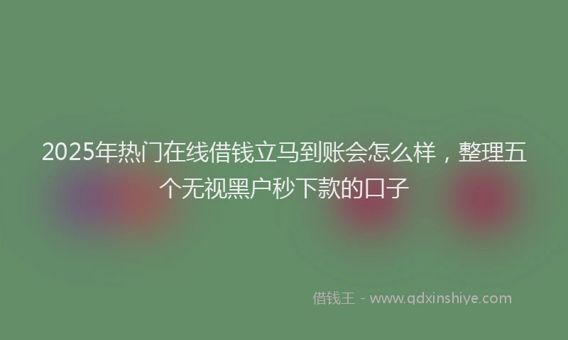 2025年热门在线借钱立马到账会怎么样，整理五个无视黑户秒下款的口子