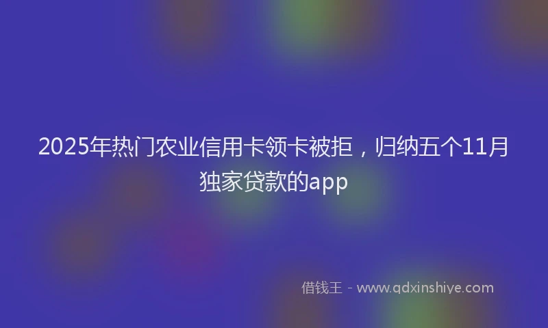2025年热门农业信用卡领卡被拒，归纳五个11月独家贷款的app