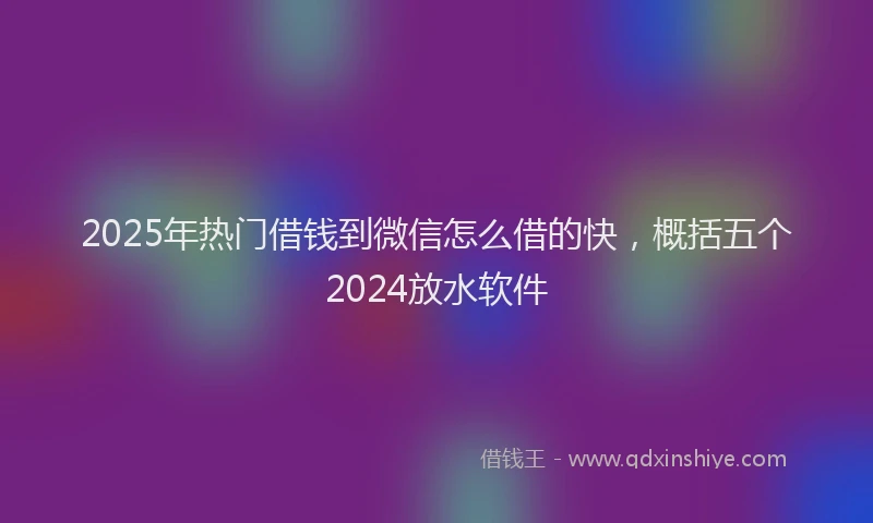 2025年热门借钱到微信怎么借的快，概括五个2024放水软件