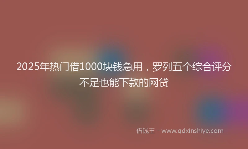 2025年热门借1000块钱急用，罗列五个综合评分不足也能下款的网贷