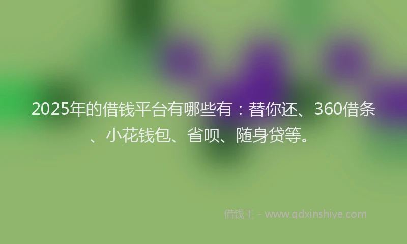 2025年的借钱平台有哪些有：替你还、360借条、小花钱包、省呗、随身贷等。