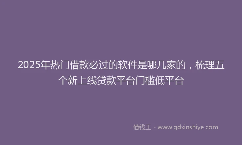 2025年热门借款必过的软件是哪几家的，梳理五个新上线贷款平台门槛低平台