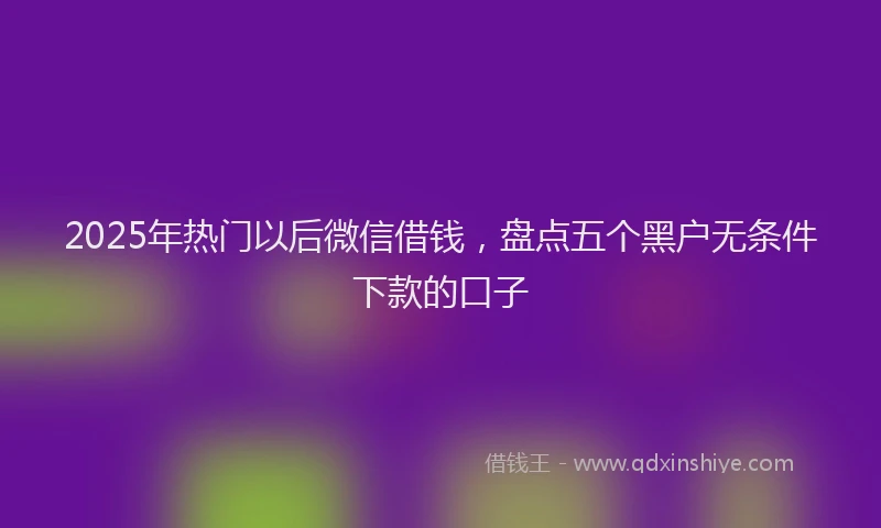 2025年热门以后微信借钱，盘点五个黑户无条件下款的口子