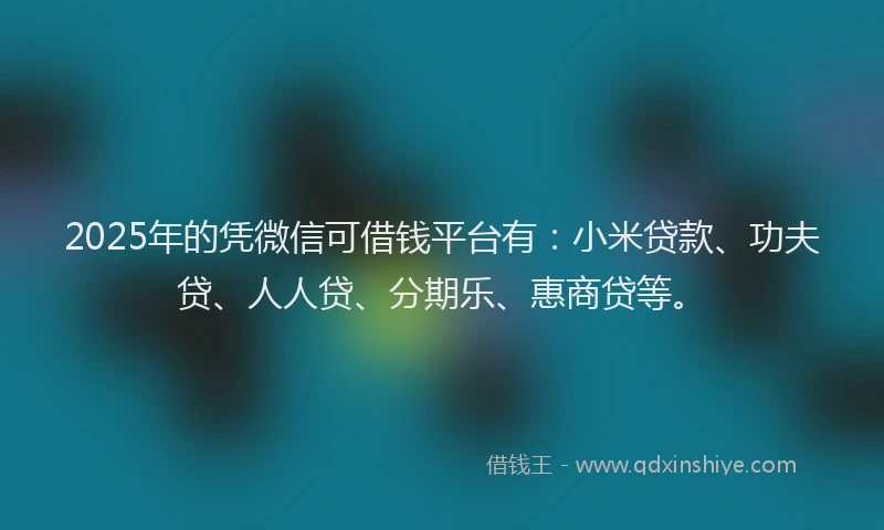 2025年的凭微信可借钱平台有：小米贷款、功夫贷、人人贷、分期乐、惠商贷等。