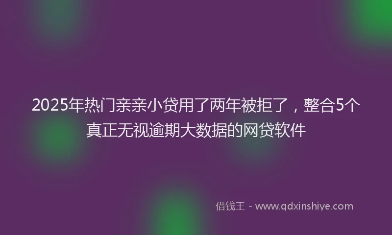 2025年热门亲亲小贷用了两年被拒了，整合5个真正无视逾期大数据的网贷软件