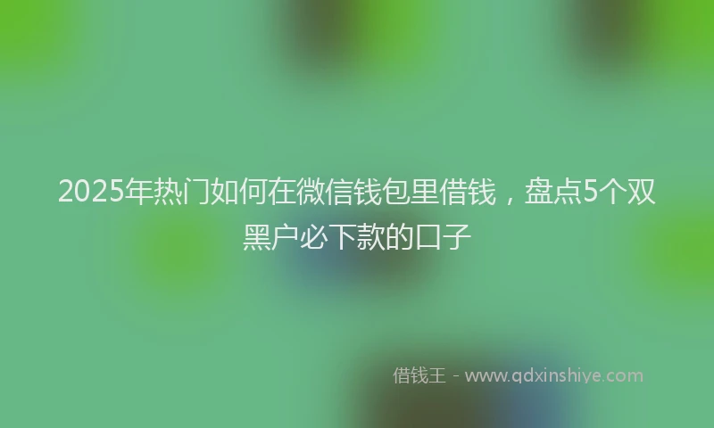 2025年热门如何在微信钱包里借钱，盘点5个双黑户必下款的口子